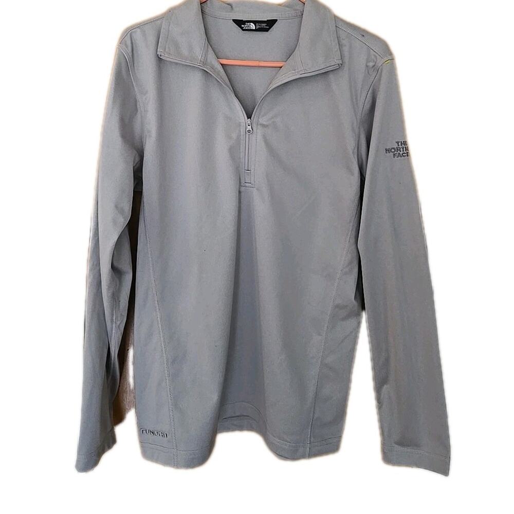 The North Face Light Gray 1/4 Zip Pullover Sweater Sz Small Toyota Tundra Logo